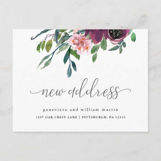 新しいアドレス書道のアドレス変更の移動 案内ポストカード (正面)