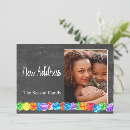 新しいアドレス水の色のボーブル写真カード 招待状 (スタンド正面)