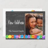 新しいアドレス水の色のボーブル写真カード 招待状 (正面/裏面)