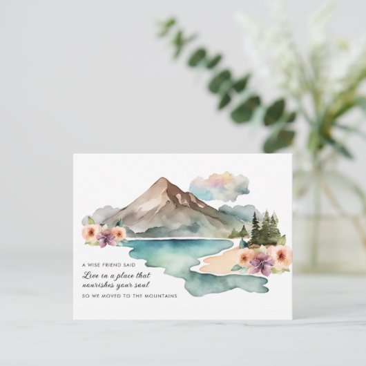 新しいアドレス水の色の山々移動 案内ポストカード (スタンド正面)