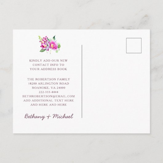 新しいアドレス水の色メールボックスの移動のお知らせ 案内ポストカード (裏面)