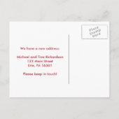 新しいアドレス甘エレガントと赤と銀のハート 案内ポストカード (裏面)