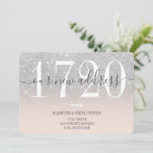 新しいアドレス番号シルバーグリッタースクリプトの移動 案内状 (スタンド正面)