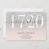 新しいアドレス番号シルバーグリッタースクリプトの移動 案内状 (正面)