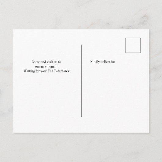 新しいアドレス番号白黒シックなスクリプトの移動 案内ポストカード (裏面)