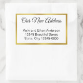 新しいアドレス白と金ゴールドの移行の発表 長方形シール (バッグ)