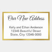 新しいアドレス白と金ゴールドの移行の発表 長方形シール (正面)