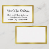 新しいアドレス白黒金ゴールドの移行アナウンス 名刺 (正面/裏面)