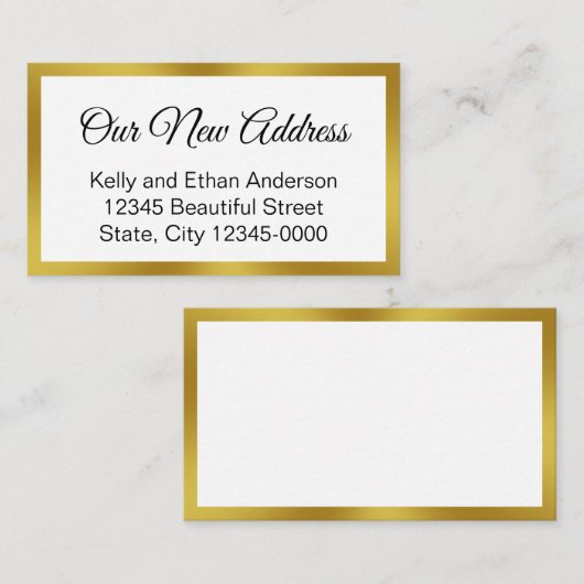 新しいアドレス白黒金ゴールドの移行アナウンス 名刺 (正面/裏面)