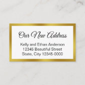 新しいアドレス白黒金ゴールドの移行アナウンス 名刺 (正面)