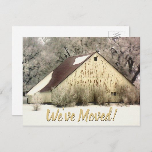 新しいアドレス私たちはバおもしろいン移動 案内ポストカード (正面/裏面)