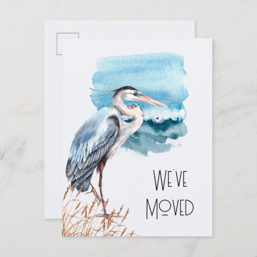 新しいアドレス素晴らしブルーヘロンウォーターフロント移動 案内ポストカード (正面/裏面)