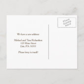 新しいアドレス素朴茶色の木と白いレース 案内ポストカード (裏面)