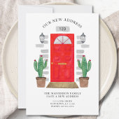 新しいアドレス赤いドアの水の色のサボテン 案内状