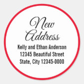 新しいアドレス赤白黒引越し案内 ラウンドシール (正面)