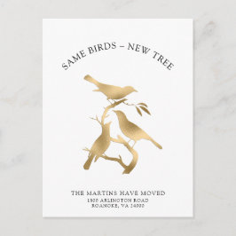 新しいアドレス金ゴールド金属製の鳥の移動 案内ポストカード