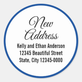 新しいアドレス青い白いスクリプトの移動のお知らせ ラウンドシール