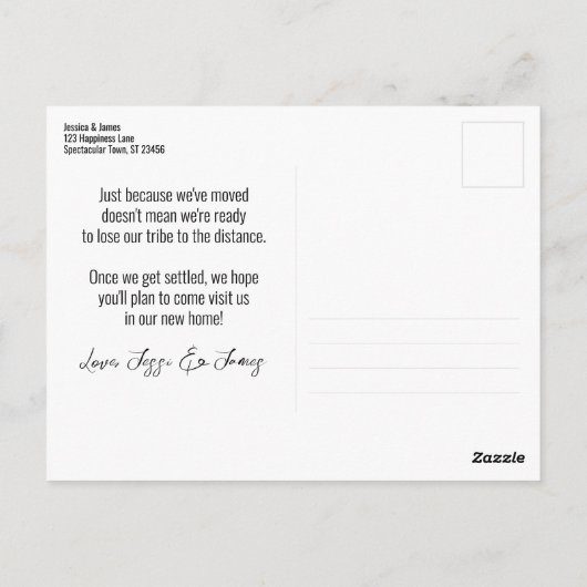 新しいアドレス青と白の対角線のストライプ ポストカード (裏面)