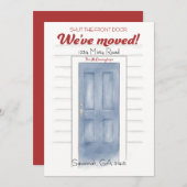 新しいアドレス青フロントドアカードを閉じる 招待状 (正面/裏面)