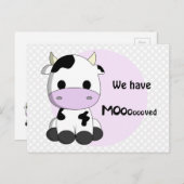 新しいアドレス – かわいい牛通知はがきを移動 案内ポストカード (正面/裏面)