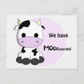 新しいアドレス – かわいい牛通知はがきを移動 案内ポストカード (正面)