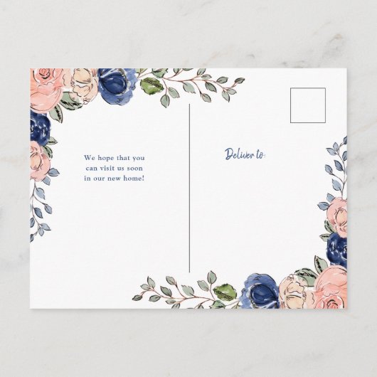 新しいアドレス |フローラの幾何学的な動きの発表 ポストカード (裏面)