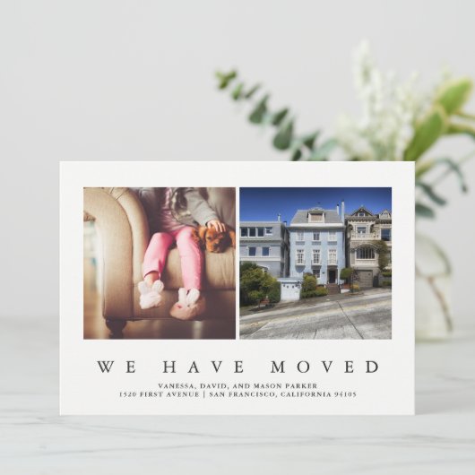 新しいアドレス |ミニマモダンリスト2枚の写真 案内状 (スタンド正面)