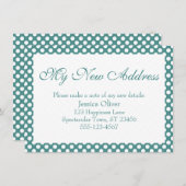 新しいアドレス(ライトティール（緑がかった色）と白水玉模様付き) エンクロージャーカード (正面/裏面)