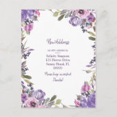 新しいアドレス|紫のフローラの移動通知 ポストカード (正面)