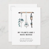 新しいアドレスBohoのぶら下がった植物の移動 案内ポストカード (正面/裏面)