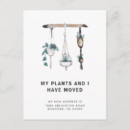 新しいアドレスBohoのぶら下がった植物の移動 案内ポストカード