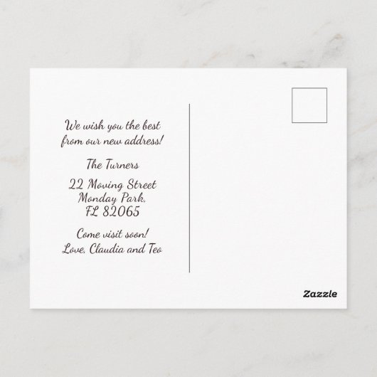 新しいアドレスMerry Christmasの動きのお知らせ ポストカード (裏面)