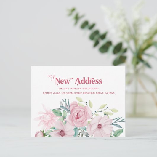 新しいアドレスPeonyフローラの移動告知 案内ポストカード (スタンド正面)