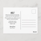 新しいアパートの住所変更 ポストカード (裏面)