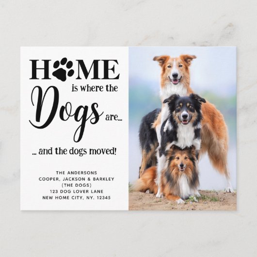 新しいアモダンドレスカスタムフォトドッグズペット移動 案内ポストカード (正面)