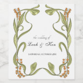 新しいアート結婚フローラ ワインラベル (シングルラベル)