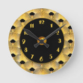 新しいアールデコウォールファンスタイル ラウンド壁時計 (正面)