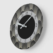 新しいアールデコスタイルブラックとシルバー ラージ壁時計 (傾斜)