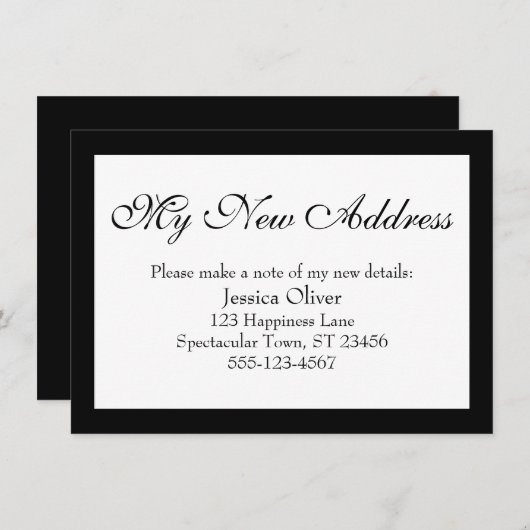 新しいエレガントアドレス縁どが白色で黒 エンクロージャーカード (正面/裏面)