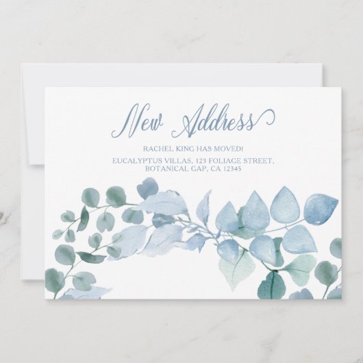 新しいエレガントアドレスEucalyptus葉の移動 案内状 (正面)