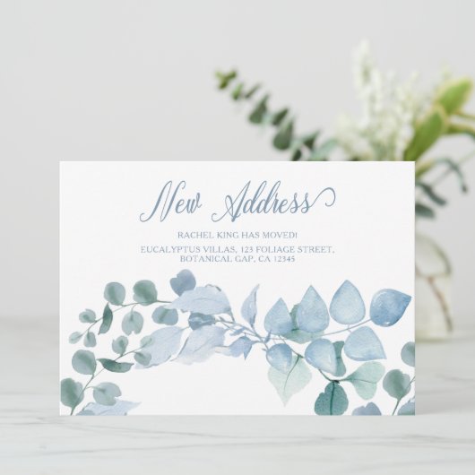 新しいエレガントアドレスEucalyptus葉の移動 案内状 (スタンド正面)