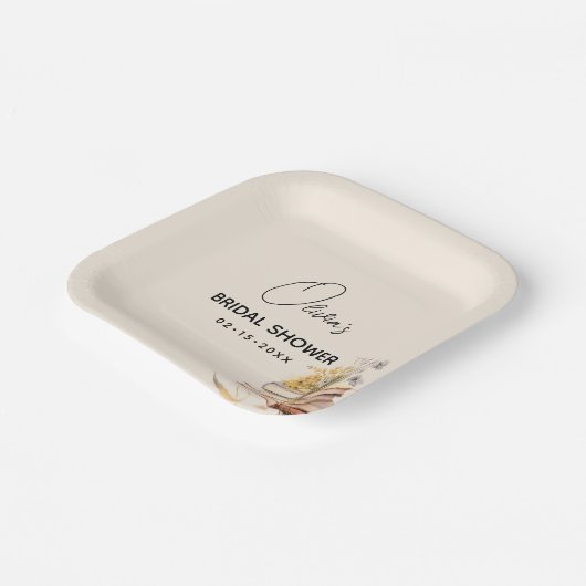 新しいエレガントチャプターがブックのブライダルシャワーを開始 ペーパープレート (傾斜あり)