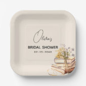 新しいエレガントチャプターがブックのブライダルシャワーを開始 ペーパープレート (正面)