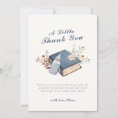 新しいエレガントチャプター本ボトル赤ちゃんシャワー サンキューカード (正面)