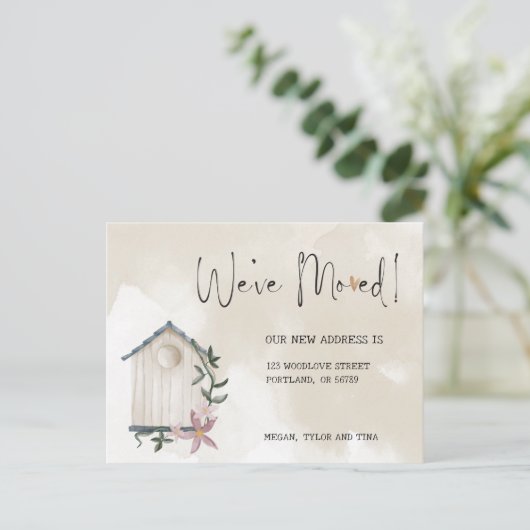 新しいエレガント住所の引越し案内 ポストカード (スタンド正面)