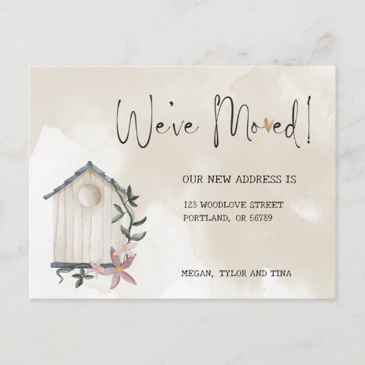 新しいエレガント住所の引越し案内 ポストカード (正面)
