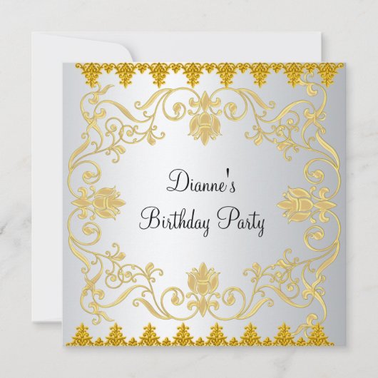 新しいエレガント白金ゴールド招待状 招待状 (正面)