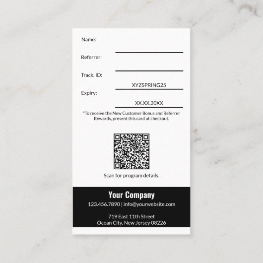 新しいエレガント顧客割引従業員報酬 紹介カード (裏面)