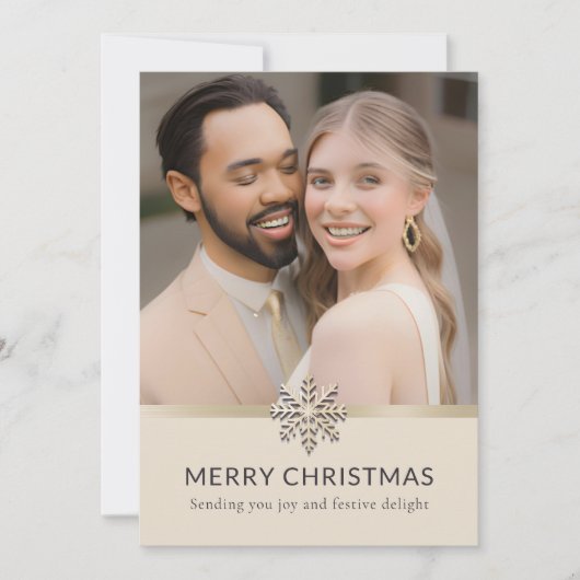 新しいエレガントWeds初めてのクリスマスのフォトカード シーズンカード (正面)