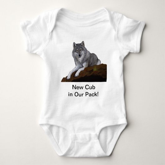 新しいオオカミ ベビーボディスーツ (正面)